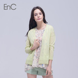 代购EnC春装女装修身纯色长袖雪纺开衫针织衫EHCK32512C