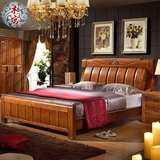 特价高箱床简约现代中式实木床1.8米储物床双人床卧室家具 榆木床