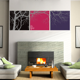 现代简约抽象幸福树家居室内装饰画客厅装饰画三色树木三联无框画