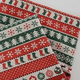 圣诞条纹棉麻 靠垫 桌布 窗帘 沙发 布艺手工DIY面料 16.5元半米