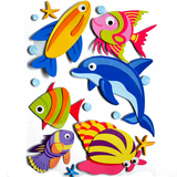 幼儿园教室装饰品 3D立体DIY组合墙贴 海底鱼世界海洋鱼组合多款