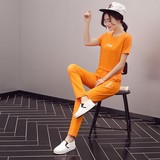 2016早秋新款韩版显瘦休闲运动套装女宽松短袖长裤运动服两件套潮