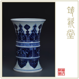 景德镇陶瓷器花瓶 青花瓷花觚手工古典做旧老瓷器装饰品摆件