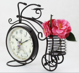 欧式创意小自行车座钟 时尚时钟客厅摆设铁艺台钟静音坐钟钟表