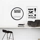 有框黑白简约北欧抽象圆形挂画装饰画 现向上画卧室客厅书房餐厅