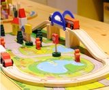 儿童桌面拼搭玩具积木幼儿园区角游戏玩具木质火车轨道拆装积木