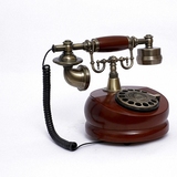 电话中式古董家用座机特价老式民国实木旋转盘电话机仿古复古拨号