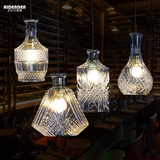现代餐厅吊灯led酒吧复古酒瓶咖啡厅吧台装饰吊灯创意个性玻璃灯