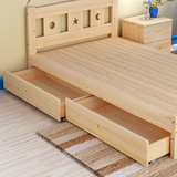 儿童床实木松木床小床男孩女孩婴儿床单人床带护栏定制原木1.2米