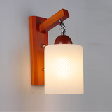 简约现代中式实木LED壁灯 卧室床头灯饰客厅餐厅过道创意灯具