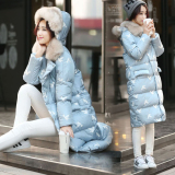 2015年冬装韩版新款绣花棉衣女长款修身连帽大毛领加厚面包服外套