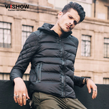 VIISHOW2015冬季新款羽绒服 欧美时尚简约羽绒外套男 格菱短款潮