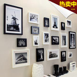 欧式实木照片墙黑白相片墙客厅沙发装饰背景挂墙相框组合创意画框