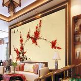 大型壁画 客厅卧室沙发电视背景墙pvc墙纸壁画中式古墨画红梅迎春