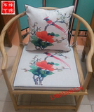 中式红木麻布印花椅垫圈椅垫中式家具小方凳官帽椅垫皇宫椅垫