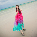 沙滩裙 海边度假显瘦中长款连衣裙波西米亚民族风印花长裙海滩裙