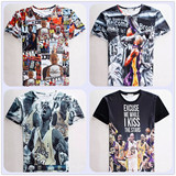香港it夏季新款NBA球星3D时尚短袖科比麦迪艾弗森詹姆斯篮球T恤男