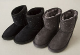 童鞋 冬季6-15岁女童日系原单加绒镶钻保暖防滑雪地靴短靴Z014
