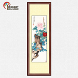 国画牡丹花开富贵益寿考图客厅玄关办公壁画挂画实木框挂轴装饰画