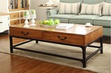 美式欧式铁艺实木餐桌椅客厅茶几边几咖啡桌抽屉茶桌沙发桌