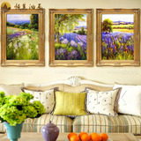 恒美手绘油画TY45欧洲田园风景别墅客厅客厅卧室玄关走道有框画
