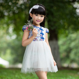 童装儿童连衣裙中国风夏款网纱裙子女童民族风无袖小女孩裙子