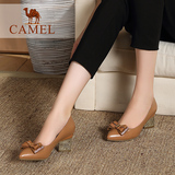 Camel骆驼女鞋 时尚奢华羊京水钻尖头蝴蝶结高跟鞋 秋季单鞋