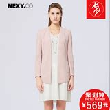 NEXY.CO/奈蔻粉色外套修身显瘦中长款西装外套女2016春季新品女装