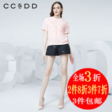 CCDD2016夏装专柜正品新女 时尚钉珠亮片纯色短裤 百搭休闲热裤