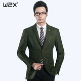 W2X羊毛呢子商务休闲男士修身型小西装 春季韩版西服上衣男装外套
