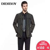 DIDIBOY专柜正品棉服 男式纯色立领中长款柔软单排扣夹克外套