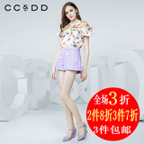 CCDD2016夏装专柜正品新款女 时尚钉珠亮片纯色短裤 甜美休闲热裤
