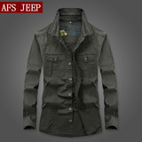 春季常规厚款AFS JEEP衬衫长袖男士正品宽松加大码直筒衬衣工装