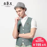 abx夏季薄款韩版亚麻马甲男修身型棉麻纯色时尚青年男士英伦外套