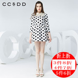 CCDD2016新款专柜正品甜美圆点印花高腰修身连衣裙A字大摆裙