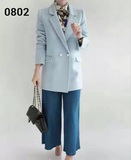 韩国东大门正品代购新款双面羊绒手工珍珠扣西装版外套均码女