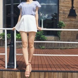 【木头玉米】A字短裤裙裤假两件纯色薄款韩版高腰开叉女裤