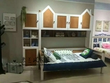 多功能组合床实木美式乡村儿童高低床带书柜储物柜 男女孩单人床