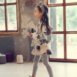 韩版女童套装2016春装新款潮儿童装卫衣假两件裙裤打底裤两件套