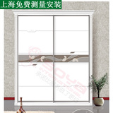 品牌精雕板式衣柜移门吸塑环保壁橱推拉移门可定做上海包安装