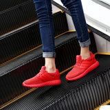 潮新款男童跑步鞋红色女童运动鞋夏季韩版透气椰子鞋亲子鞋母女鞋