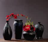 景德镇粗陶艺术手工做旧陶罐 复古黑陶老陶罐花瓶装饰摆件工艺品