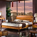 现代新中式实木床1.8米1.5米 高档乌金木双人床婚床卧室家具