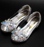 女童公主鞋灰姑娘水晶鞋儿童玻璃亮钻公主高跟鞋女童亮片皮鞋单鞋