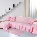 韩版田园风沙发巾粉色小碎花加厚夹棉沙发坐垫单双人组合沙发套罩