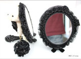 韩国进口饰品 安娜苏 泰迪熊 可折叠 椭圆化妆镜 梳妆台镜