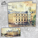 巴黎城堡风情怀旧北欧油画风景做旧邮戳防水撕不烂非杜邦纸钱包