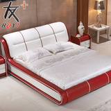 皮床 真皮床双人床1.8米软体大床婚床现代简约气动储物皮艺床送货