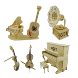 儿童益智木制家具仿真拼图玩具柜子 乐器木质钢琴手工拼装模型