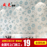 威克墙纸 3D无纺布蓝色韩式田园墙纸 温馨卧室客厅电视背景墙壁纸
